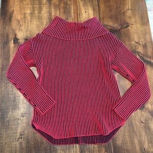 Ruby Rd Vintage Red Black Striped Cowl Neck Turtleneck Sweater Womens Petite M